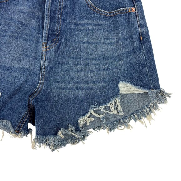 Wild Fable Denim Shorts Womens Size 10 High Rise Distressed Angled Hem - Picture 5 of 11